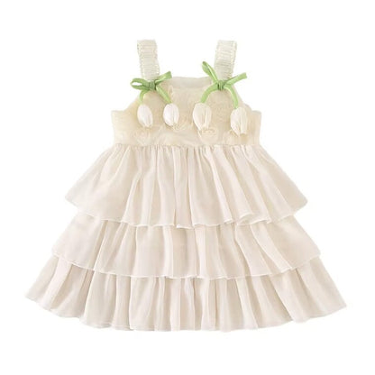 Sleeveless Tulip Ruffled Toddler Dress