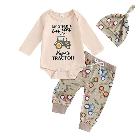 Long Sleeve Papa's Tractor Baby Set