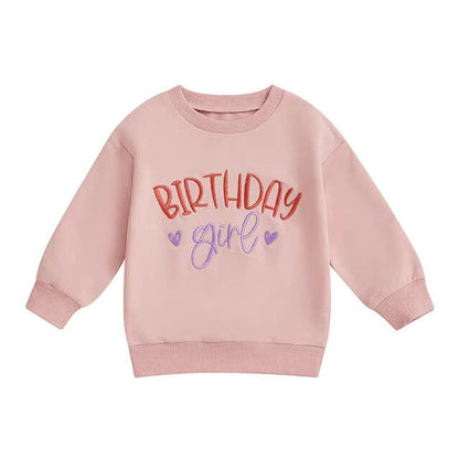 Embroidered Birthday Girl Toddler Sweatshirt