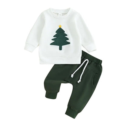 Christmas Tree Solid Pants Baby Set