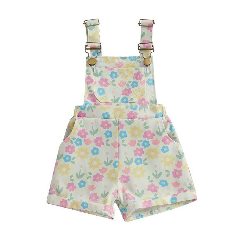 Sleeveless Suspender Floral Toddler Romper