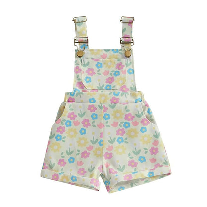 Sleeveless Suspender Floral Toddler Romper