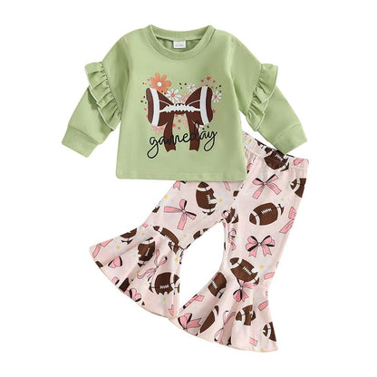 Game Day Football Flared Pants Toddler Set