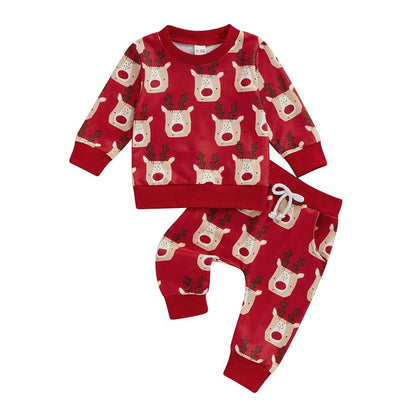 Long Sleeve Christmas Reindeer Baby Set