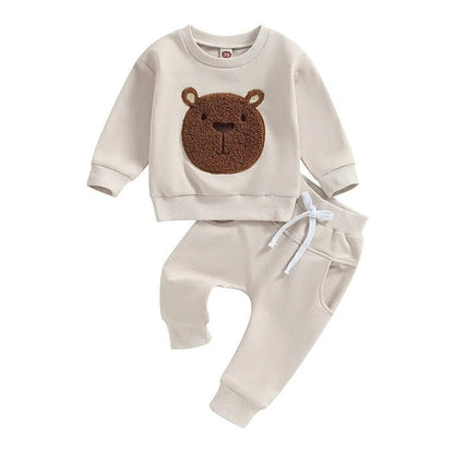 Long Sleeve Fuzzy Bear Baby Set