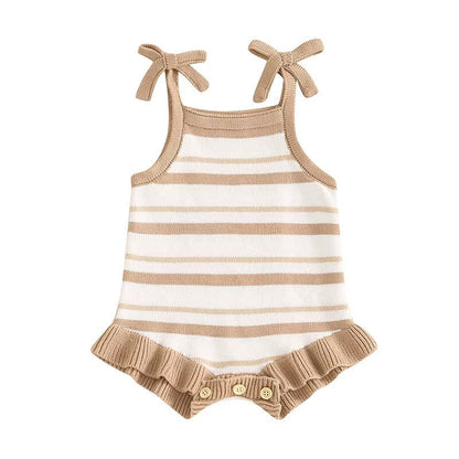 Sleeveless Strap Stripes Baby Romper