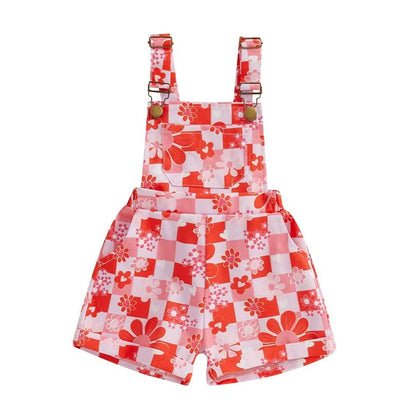 Sleeveless Suspender Floral Toddler Romper