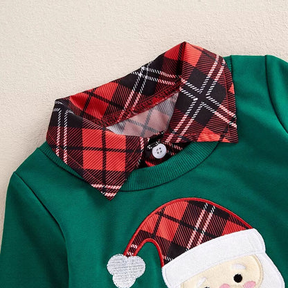 Long Sleeve Plaid Santa Baby Sweatshirt