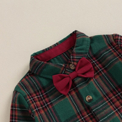 Plaid Shirt Suspender Pants Toddler Set
