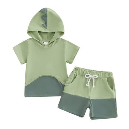 Short Sleeve Dino Hooded Toddler Set
