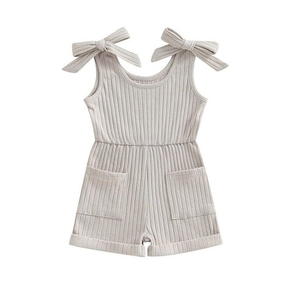 Sleeveless Solid Ribbed Toddler Romper