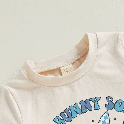 Short Sleeve Checkered Bunny Baby Set