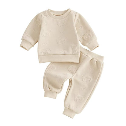 Long Sleeve Solid Bear Baby Set