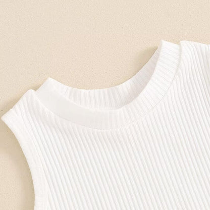 Ribbed Tank Denim Pants Toddler Set