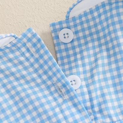 Blue Plaid Collar Easter Baby Romper