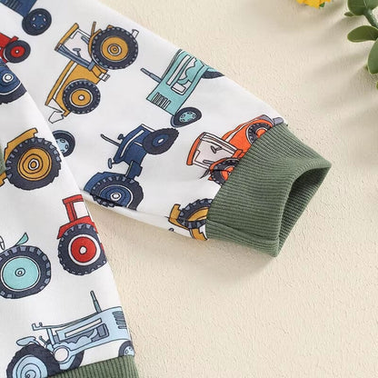 Long Sleeve Tractors Solid Pants Baby Set