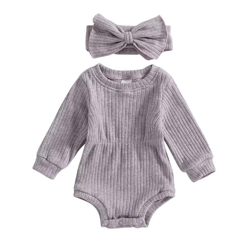 Long Sleeve Solid Ribbed Romper