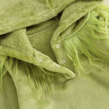 Long Sleeve Solid Grinch Hooded Baby Bodysuit Costume