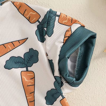 Short Sleeve Bunny Carrot Baby Romper