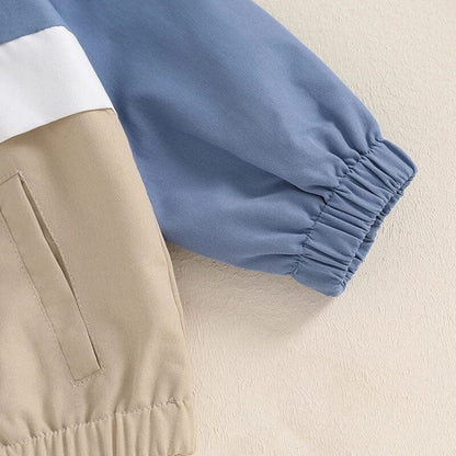 Color Block Hooded Zip-Up Toddler Jacket