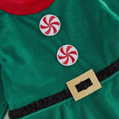 Long Sleeve Christmas Elf Dress Costume