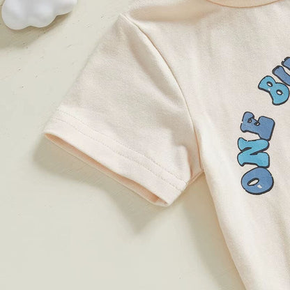 Short Sleeve Checkered Bunny Baby Set