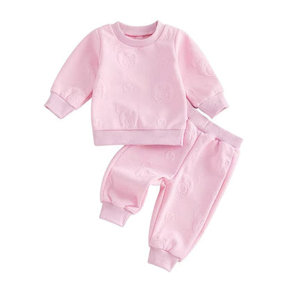 Long Sleeve Solid Bear Baby Set