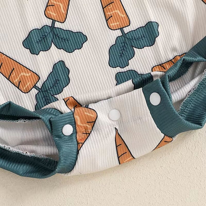 Short Sleeve Bunny Carrot Baby Romper