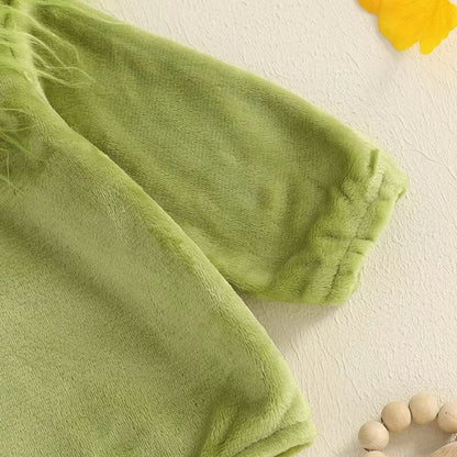 Long Sleeve Solid Grinch Hooded Baby Bodysuit Costume