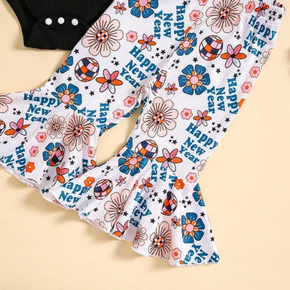 Happy New Year Flared Pants Baby Set