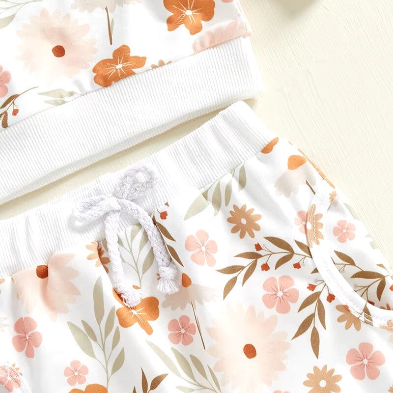Long Sleeve White Floral Baby Set