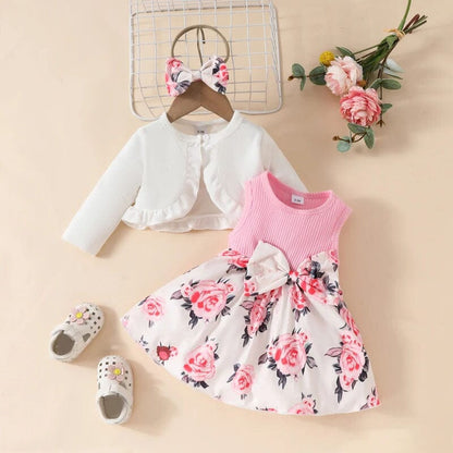 Long Sleeves Jacket Floral Baby Dress