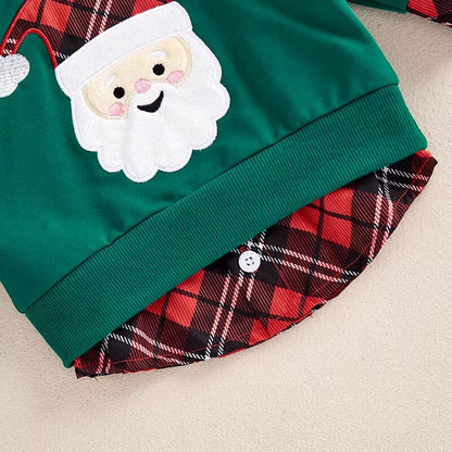 Long Sleeve Plaid Santa Baby Sweatshirt
