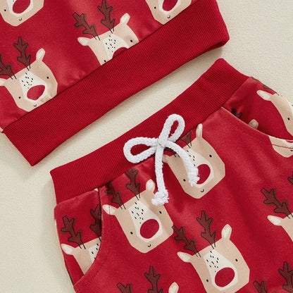 Long Sleeve Christmas Reindeer Baby Set