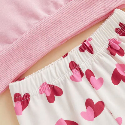 Long Sleeve Valentine's Day Flared Pants Baby Set