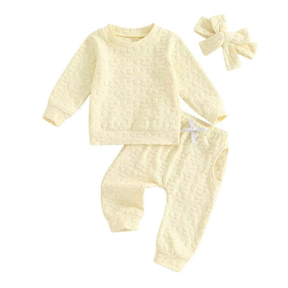 Long Sleeve Solid Flowers Baby Set