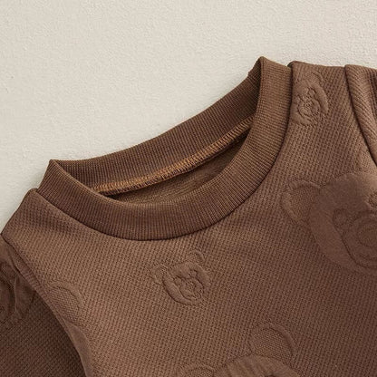 Long Sleeve Solid Bear Baby Set