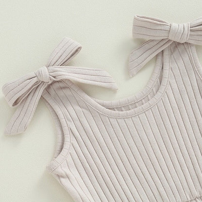 Sleeveless Solid Ribbed Toddler Romper