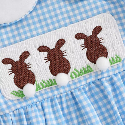 Blue Plaid Collar Easter Baby Romper