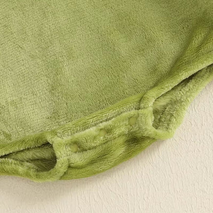 Long Sleeve Solid Grinch Hooded Baby Bodysuit Costume