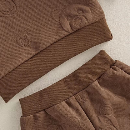 Long Sleeve Solid Bear Baby Set