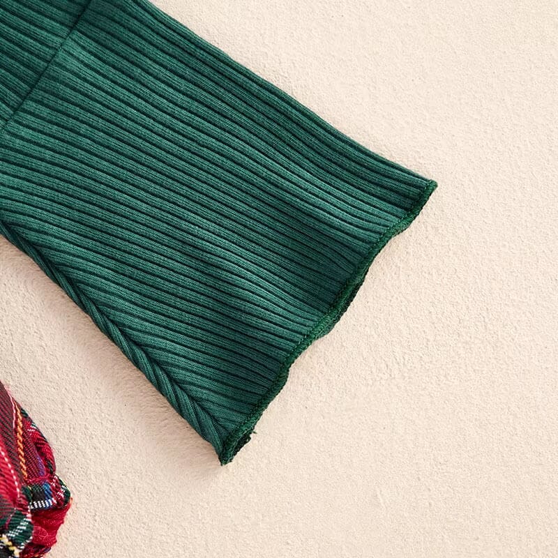 Plaid Suspender Christmas Baby Set