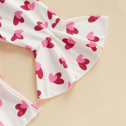 Long Sleeve Valentine's Day Flared Pants Baby Set