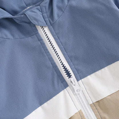 Color Block Hooded Zip-Up Toddler Jacket