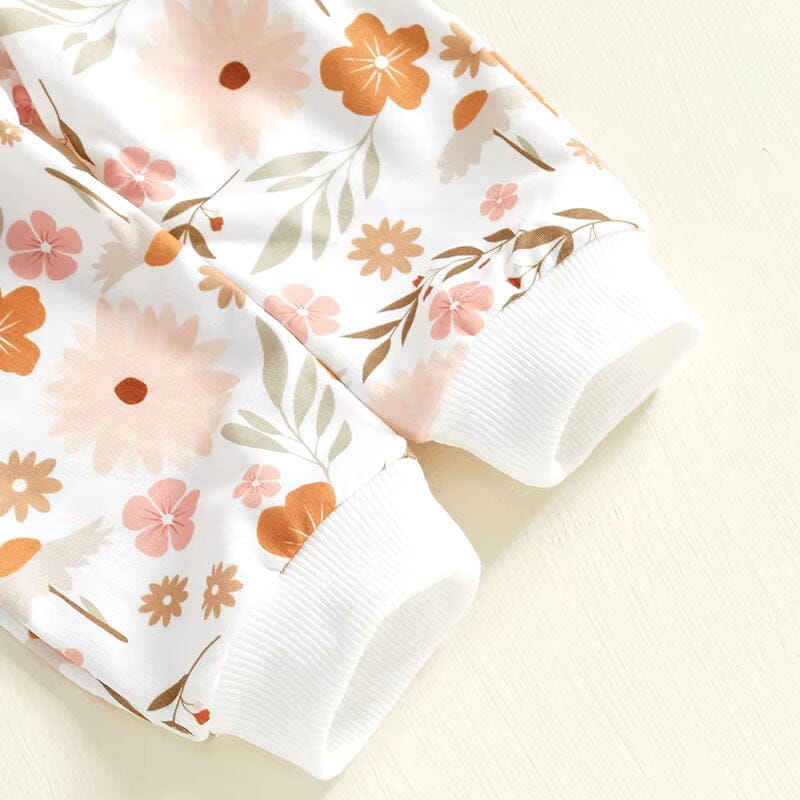 Long Sleeve White Floral Baby Set