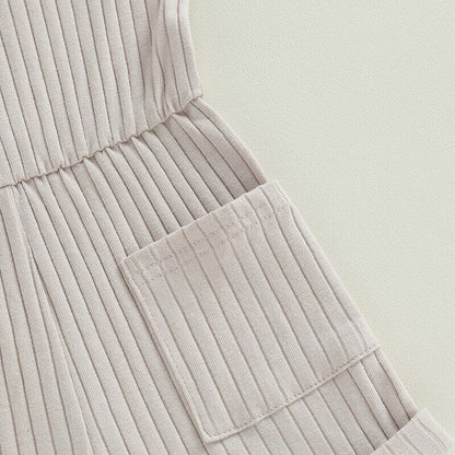 Sleeveless Solid Ribbed Toddler Romper