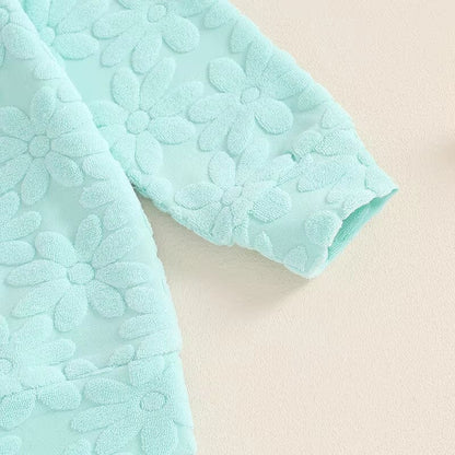 Long Sleeve Solid Flowers Baby Set