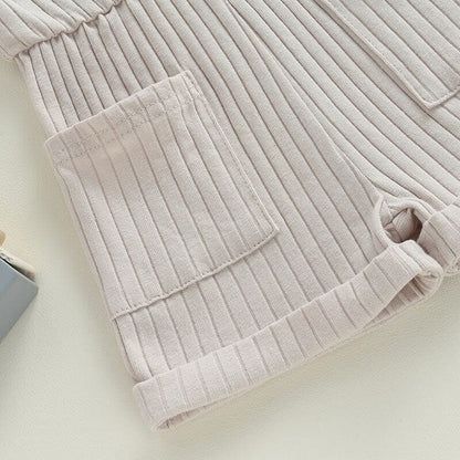 Sleeveless Solid Ribbed Toddler Romper