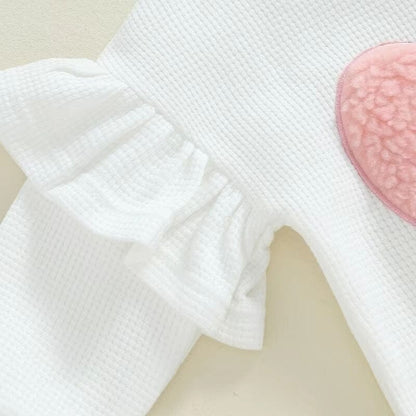 Long Sleeve Waffle Heart Baby Set