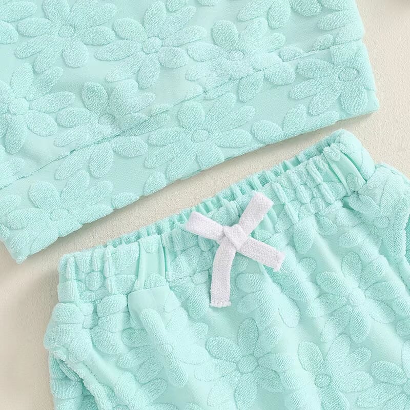 Long Sleeve Solid Flowers Baby Set